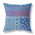 Palacedesigns 16 in. Plum Patch Indoor & Outdoor Zippered Throw Pillow Navy Blue & Maroon PA3094142